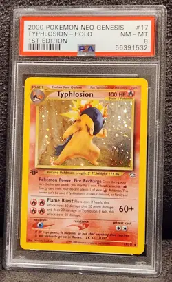 PSA 8 Typhlosion 1st Edition Holo Rare Neo Genesis 2000 Pokemon Card #17 Rare! - Image 1