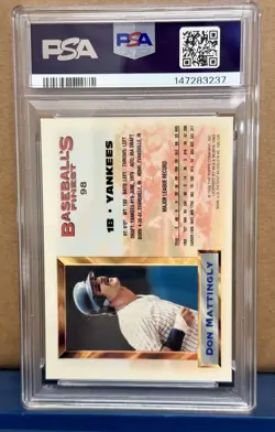 Topps 1993 Don Mattingly #98 All-Stars PSA 8 Yankees Baseball - Image 2