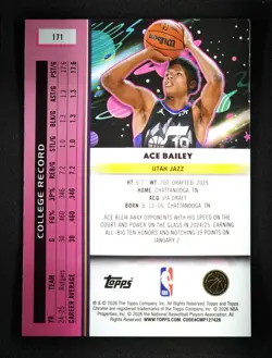 Ace Bailey 2025-26 Topps Cosmic Chrome Rookie NUCLEUS REFRACTOR RC Jazz SP - Image 2