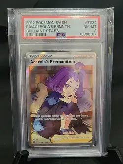 PSA 8 NM-MT Acerola's Premonition Full Art Brilliant Stars Pokemon Card #TG24 - Image 1