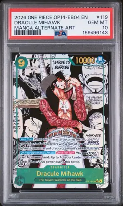 2026 One Piece OP14-EB04 Dracule Mihawk Manga Alternate Art PSA 10 #OP14-119 - Image 1