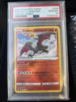 Radiant Charizard Holo 020/159 Pokemon TCG Crown Zenith PSA 10 - Image 1