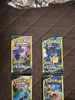 Pokemon Sun and Moon Team Up 3 Card Mini Booster Packs Complete Art Set Lot of 4 - Image 2