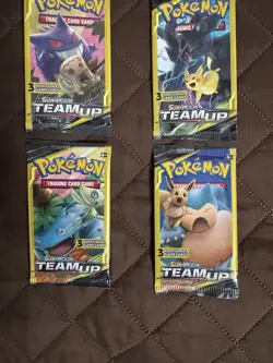 Pokemon Sun and Moon Team Up 3 Card Mini Booster Packs Complete Art Set Lot of 4 - Image 3