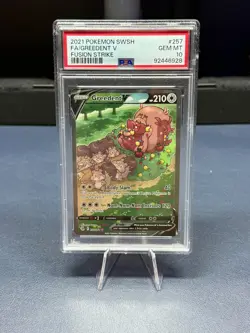 2021 POKEMON SWORD & SHIELD FUSION STRIKE #257 FULL ART GREEDENT V PSA 10 - Image 1