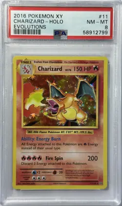 Charizard 11/108 Evolutions XY Holo 2016 Pokemon PSA Grading 8 - Image 1