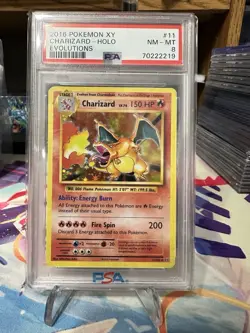PSA 8 Charizard 11/108 2016 Pokemon XY Evolutions Holo Rare Mint - Image 1