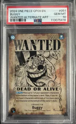 Buggy (051) (Wanted Poster) OP09-051 Emperors in the New World Foil PSA 10 - Image 1