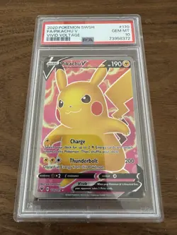 2020 Pokemon Sword & Shield Vivid Voltage Pikachu V 170/185 Full Art PSA 10 - Image 1