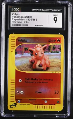 CGC 9 MINT Vulpix 2002 Expedition 136/165 Reverse Holo Pokemon Card - Image 1