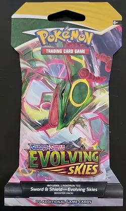 Pokemon TCG Sleeved Sword & Shield Evolving Skies Booster Pack (Factory Sealed) - Image 1