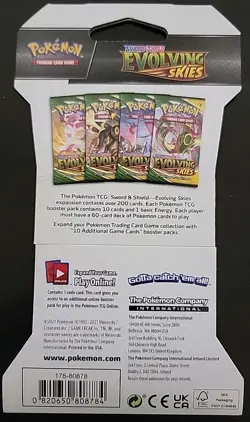 Pokemon TCG Sleeved Sword & Shield Evolving Skies Booster Pack (Factory Sealed) - Image 2