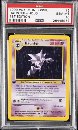 1999 POKEMON FOSSIL 1ST EDITION #6 HAUNTER-HOLO PSA 10 - Image 1