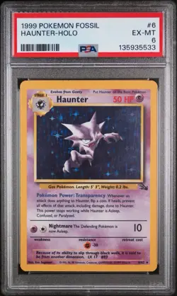 1999 POKEMON FOSSIL #6 HAUNTER-HOLO PSA EX-MT 6 - Image 1
