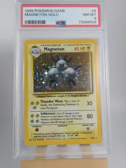 1999 POKEMON GAME BASE SET UNLIMITED #9 MAGNETON HOLO PSA 8 NM - Vintage WOTC - Image 3