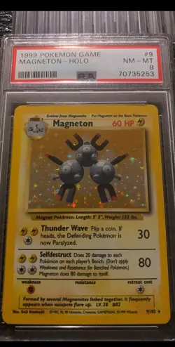1999 Pokemon Game #9 Magneton Holo PSA 8 NM-MT Base Set Unlimited - Image 1