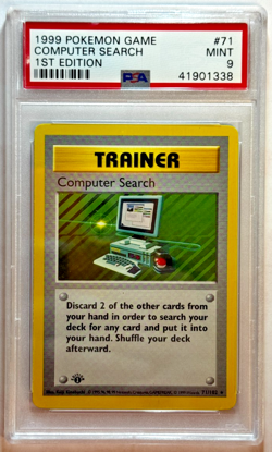 Computer Search 1st Edition Shadowless Rare 1999 Pokemon Base Set #71/102 PSA 9 - Image 1