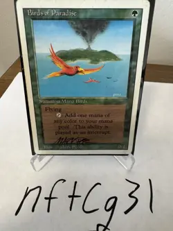 Birds of Paradise, MTG- Revised, Played, Mark Poole Signature - Image 4