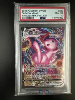 2021 POKEMON SWORD & SHIELD FUSION STRIKE SECRET #269 FULL ART MEW VMAX PSA 10 - Image 1
