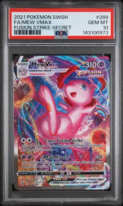 2021 POKEMON SWORD & SHIELD FUSION STRIKE SECRET #269 FULL ART/MEW VMAX PSA 10 - Image 1