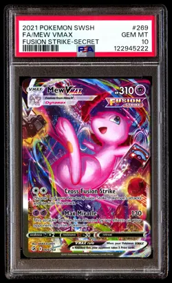 PSA 10 Mew Vmax 269 Pokemon Sword & Shield Fusion Strike 2021 Secret - Image 1