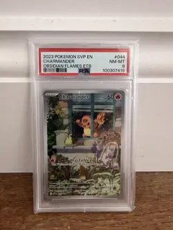 2023 Pokemon Charmander 044 Obsidian Flames ETB Promo PSA 8 Graded SV Black Star - Image 1