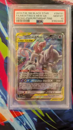 2019 POKEMON SM BLACK STAR PROMO #SM191 FULL ART/MEWTWO & MEW TAG TEAM GX PSA 10 - Image 1