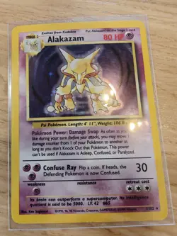 Pokemon Alakazam Holo Rare TCG Card 1/102 Base Set 1999 Unlimited - Image 1