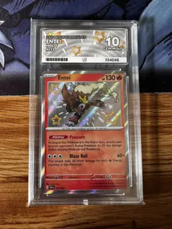Entei 112/091 Ace 10 Paldean Fates Baby Shiny Holo Rare Graded Pokemon TCG Card - Image 1