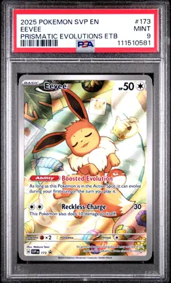 PSA 9 2025 Pokemon Black Star Promo #173 Eevee Prismatic Evolutions - Image 1