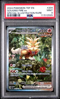 PSA 9 2024 Pokemon Temporal Forces #204 Gouging Fire Ex Illustration Rare - Image 1