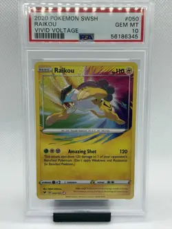 2020 POKEMON RAIKOU AMAZING RARE SWSH VIVID VOLTAGE 050/185 PSA 10 GEM MINT - Image 1