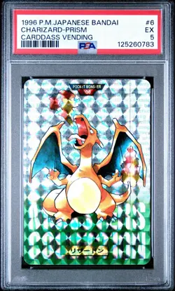 Charizard 1996 Japanese Pokemon Carddass Vending Prism Green Holo #6 PSA 5 - Image 1