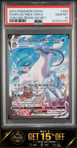 POKEMON SWORD & SHIELD CHILLING REIGN FULL ART/ICE RIDER CALYREX VMAX PSA 10 - Image 1
