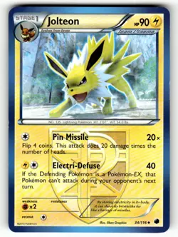 Jolteon 34/116 Uncommon Plasma Freeze Pokemon Near Mint - Image 1