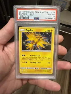 2019 Pokemon Hidden Fates Zapdos Holo Foil #24 PSA 10 Gem Mint - Image 1