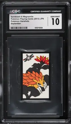 2013 Pokemon Japanese Playing Cards Hanafuda Sandslash Magnemite CGC 10 GEM MINT - Image 1