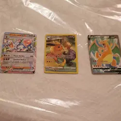 Pokemon TCG 3-Card Lot Cinderace GX Eevee Charizard V Holo Full Art English - Image 1