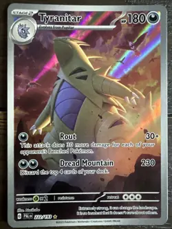 Pokemon TCG Scarlet & Violet Paldea Evolved Tyranitar Holo Card 222/193 Full Art - Image 1