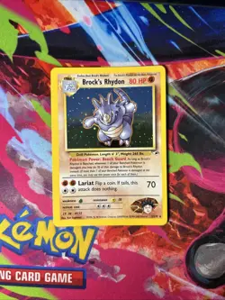 Pokemon TCG Brock's Rhydon Gym Heroes Holo Card 2/132 Unlimited Rare - Image 1