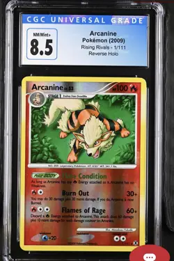 CGC 8.5 Arcanine 2009 Rising Rivals 1/111 Reverse Holo Pokemon Card POP9 - Image 1