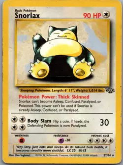 Snorlax 27/64 Rare Jungle Pokemon Unlimited Moderately Played - Image 1