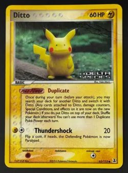 Pokemon TCG: Ditto (Pikachu) - Ex Delta Species 63/113 Reverse Holo [DMG] - Image 1