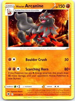 Hisuian Arcanine 071/189 Normal Rare Astral Radiance Pokemon NM - Image 1