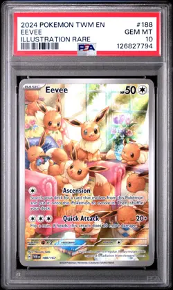 2024 POKEMON TWM EN-TWILIGHT MASQUERADE ILLUSTRATION RARE #188 EEVEE PSA 10 - Image 1