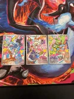 Series 2 First Partner Illustration Galar Grookey 052, Scorbunny 053, Sobble 054 - Image 1
