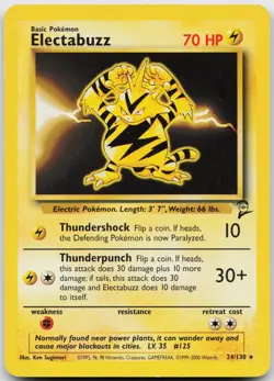 Electabuzz 24/130 Rare Base Set 2 Pokemon Moderately Played - Image 1