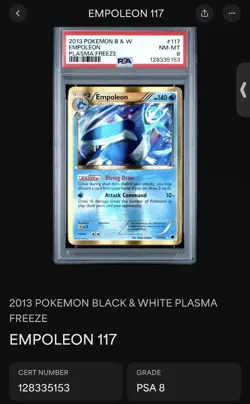 Pokemon Empoleon Plasma Freeze Holo Secret Rare #117 PSA 8 - Image 1