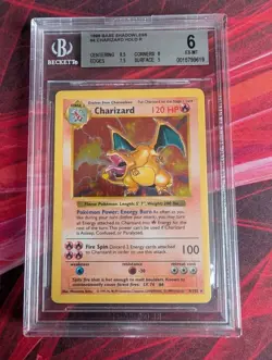 1999 Pokemon Base Set Charizard Shadowless Holo Rare Card 4/102 BGS 6 EX-MT - Image 1