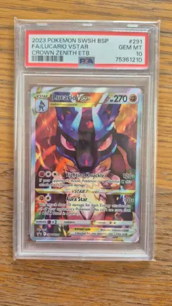Pokemon - PSA 10 - Lucario VSTAR - 291 - Crown Zenith ETB - English - Image 1